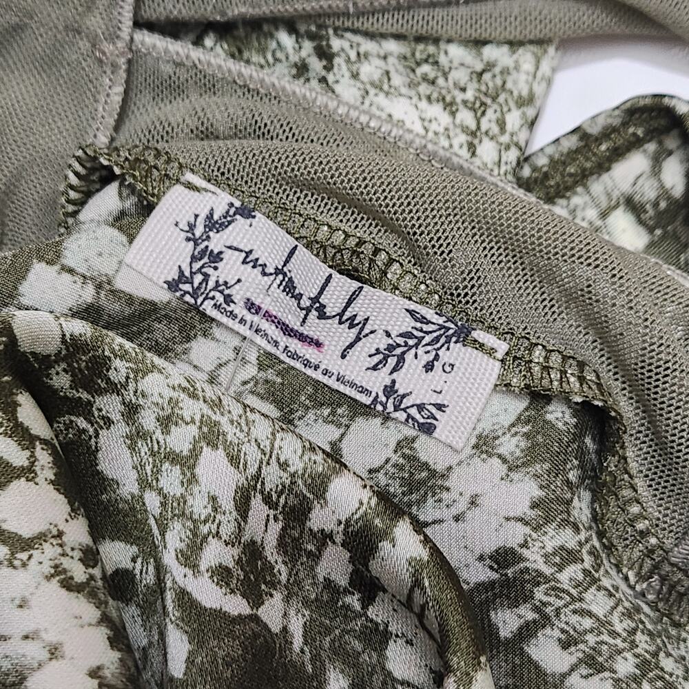Free People Intimately NIGHTS OUT Snakeskin Print Bodysuit Moss Green L NWOT $68 - Picture 6 of 9